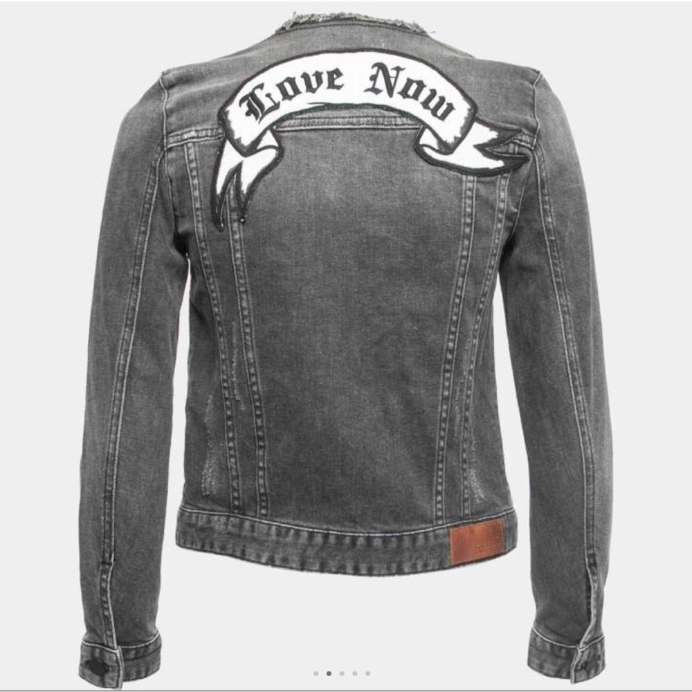 Vintage Gray Denim Zadig &Voltaire Jacket with 'Love Now' Patch